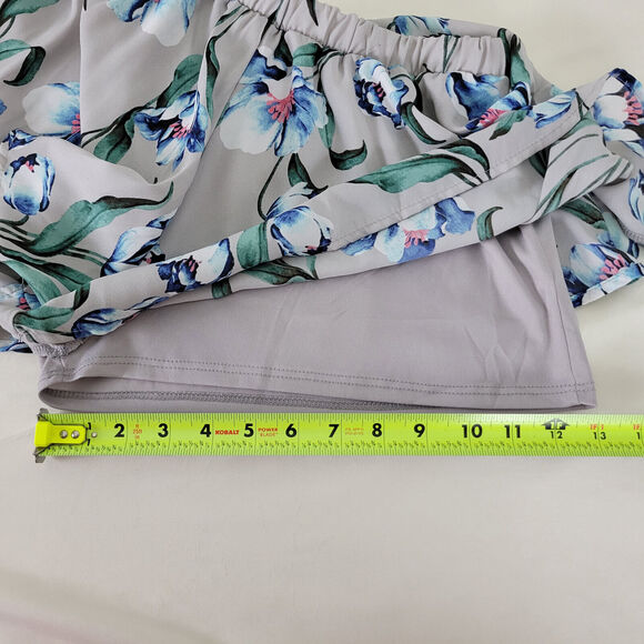 Peach Love Shorts Womens Small Gray High Rise Floral Lined Stretch Waist - Picture 5 of 10